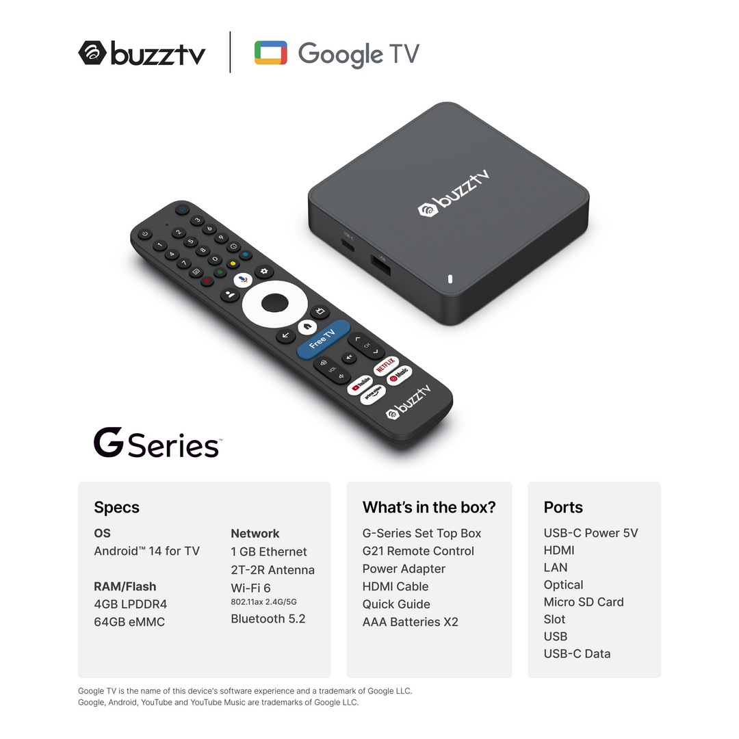 BuzzTV G-Series Set Top Box | Google TV™ (Pre-Order)