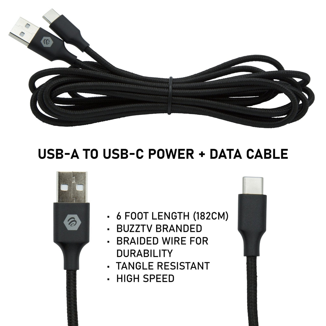 BuzzTV 5V Global Power Supply + 6FT Type "C" Cable - BuzzTV Global